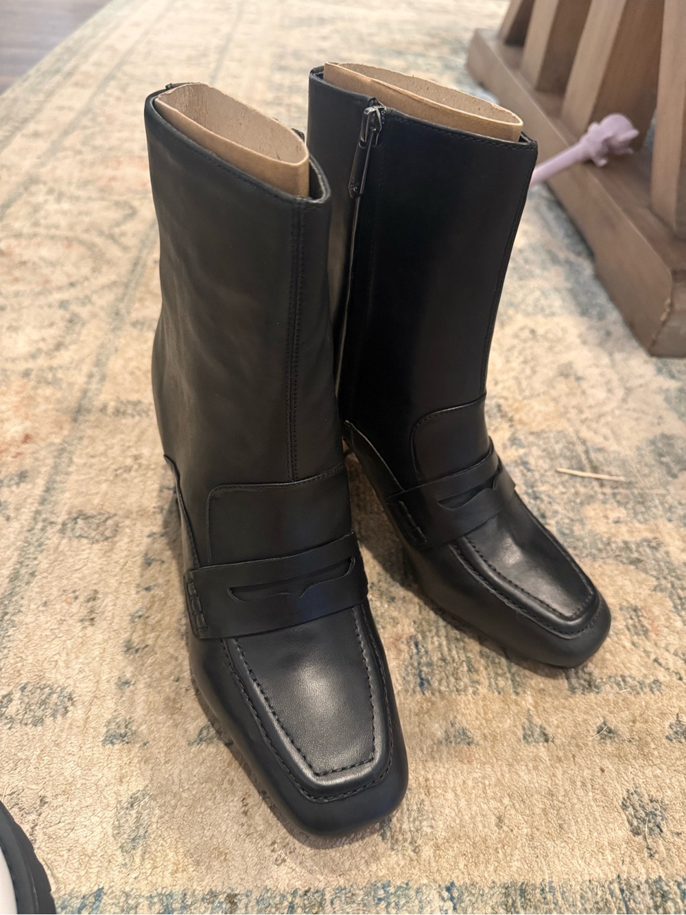 Sam Edelman women’s Leather Square-Toe Zip Ankle Boots (brand new)